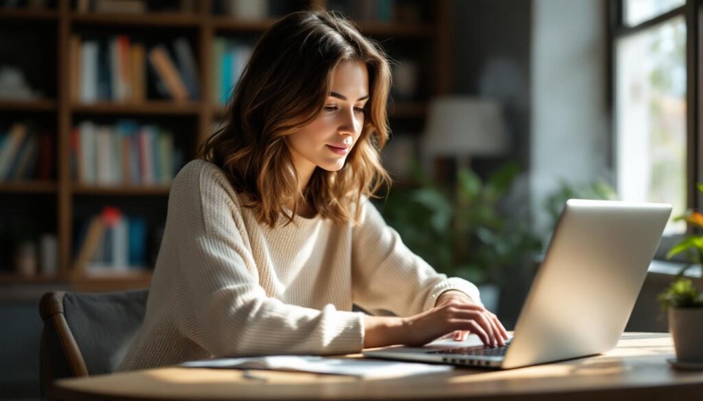 une femme consultant un classement sur internet