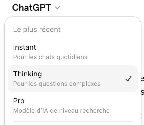 Les modes de réflexion de ChatGPT