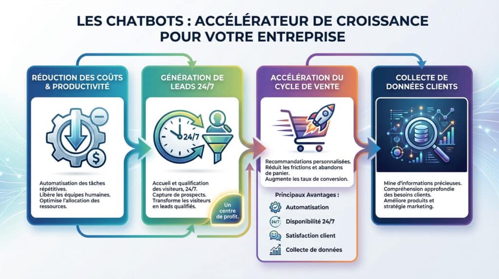 Graphique illustrant la croissance d'entreprise générée par l'utilisation de chatbot