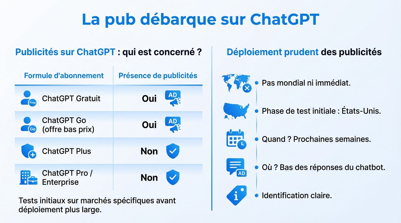 Illustration de l'arrivée de la publicité sur l'interface ChatGPT