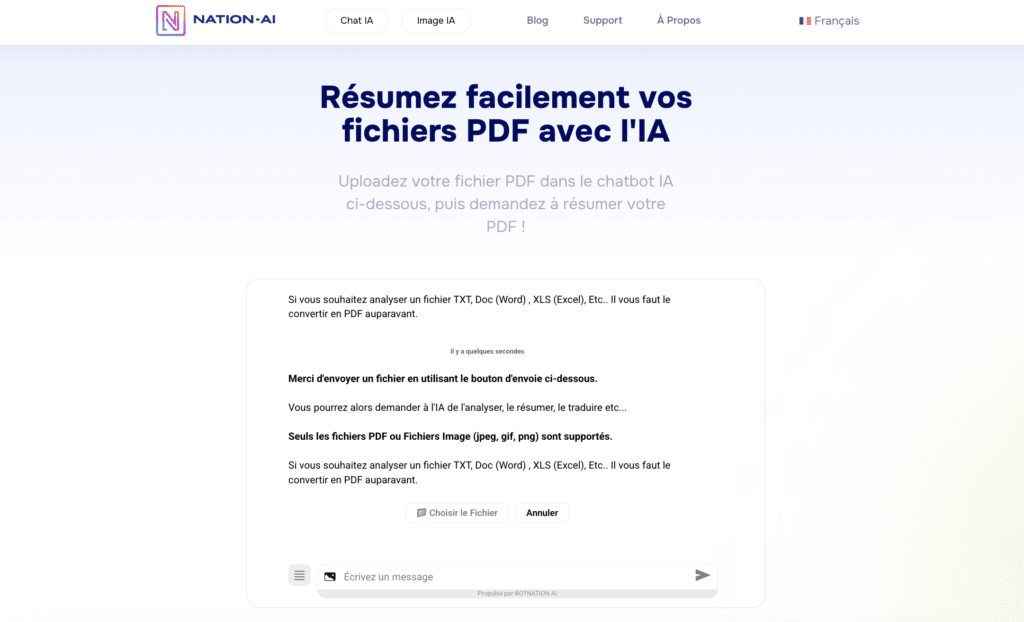 Nation AI résumer PDF IA