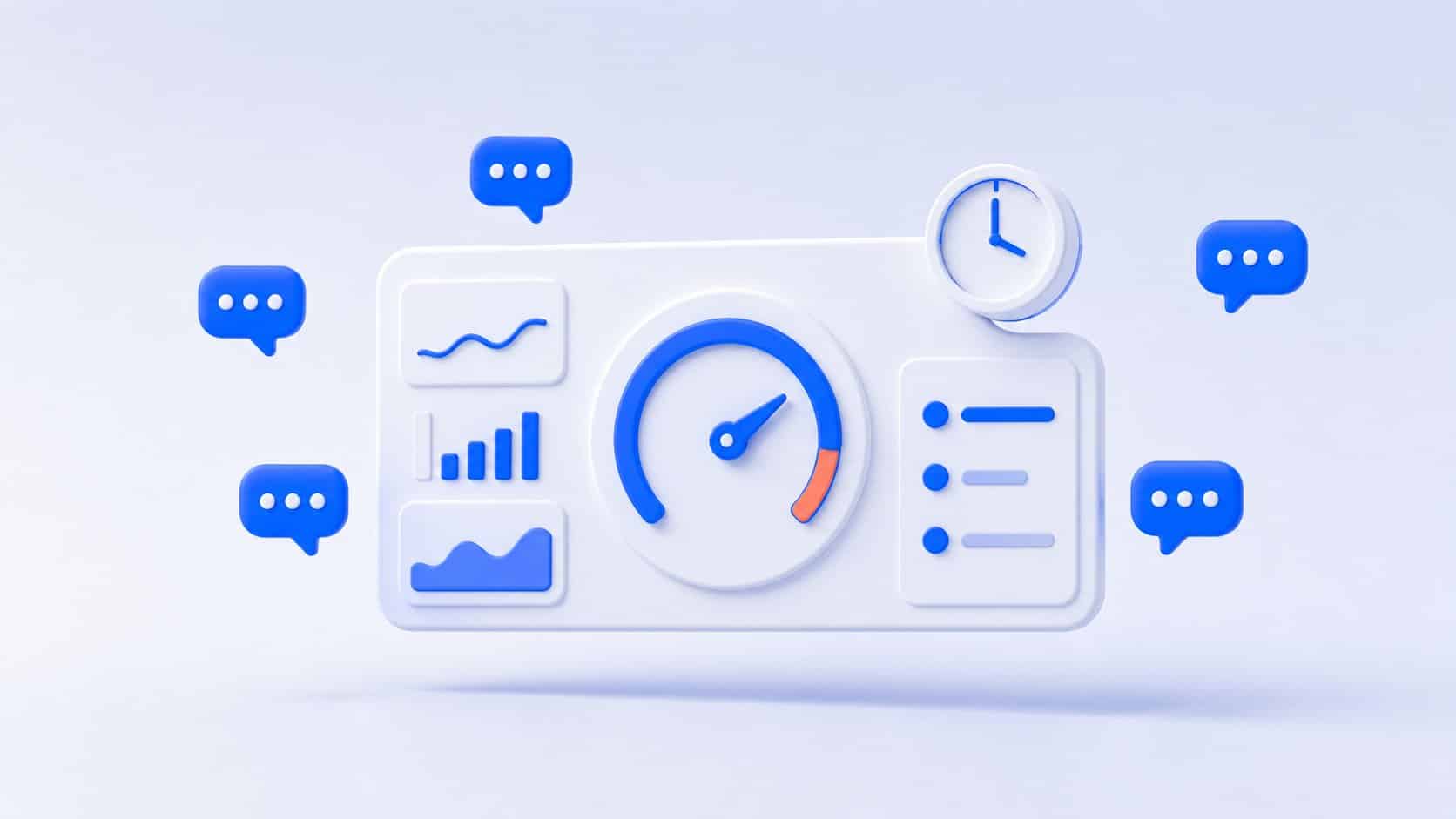 Tableau de bord d'un chatbot tourisme avec jauge et indicateurs de performance