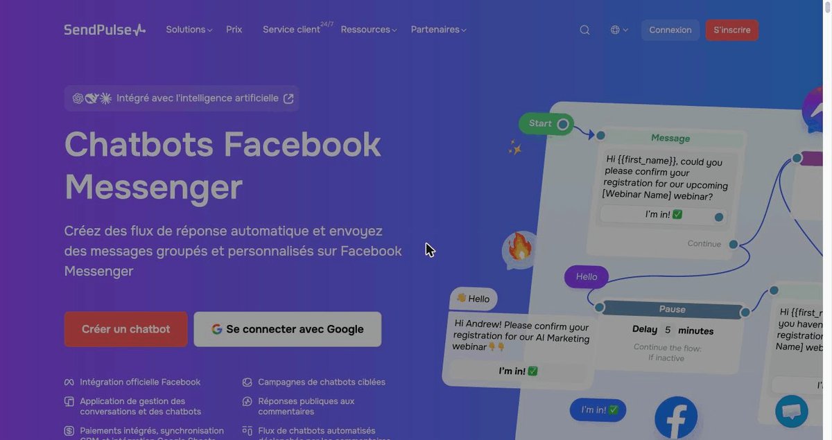 SendPulse, création de chatbots Facebook Messenger