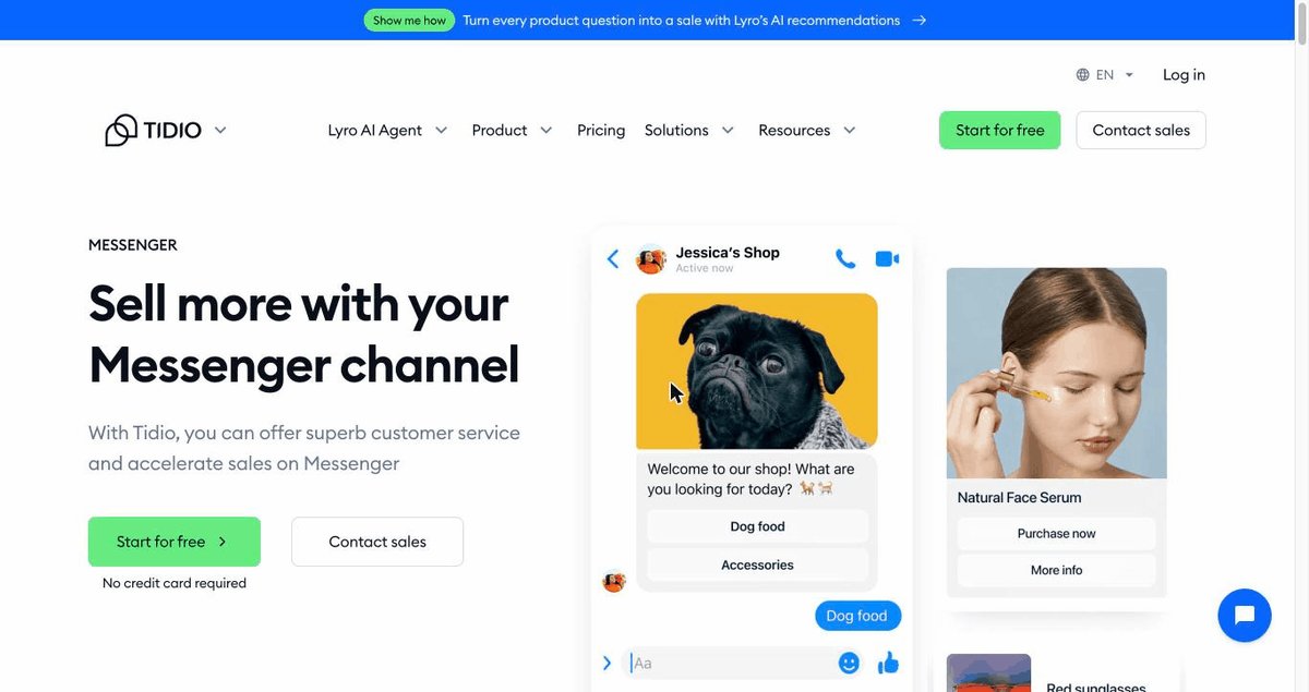 Tidio, chatbot et live chat pour Messenger