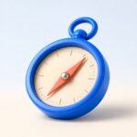 Boussole bleue 3D avec aiguille corail, symbole du choix du bon parcours de formation chatbot débutant