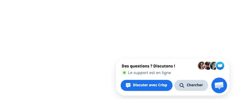 Widget Crisp affiche en bas a droite de la page temoin de mesure