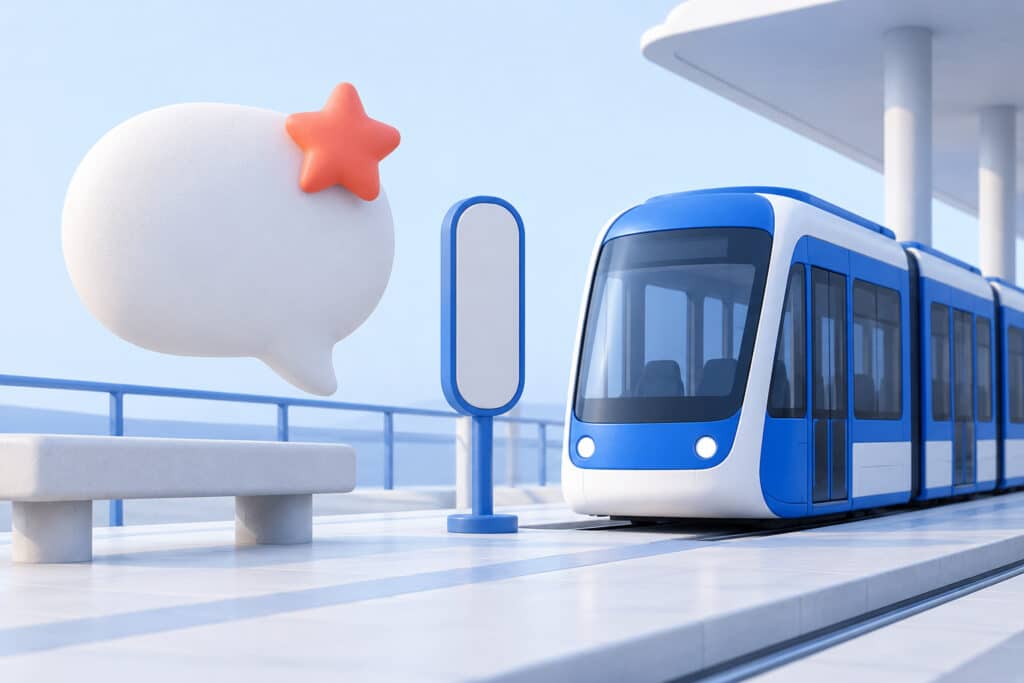 Chatbot transport, illustration editoriale 3D
