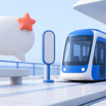 Chatbot transport, illustration editoriale 3D